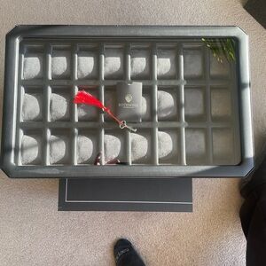 Black Watch Display Case with Gray Cushions